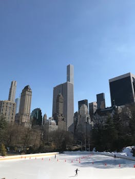 Free stock photo of blue and white, central park, city