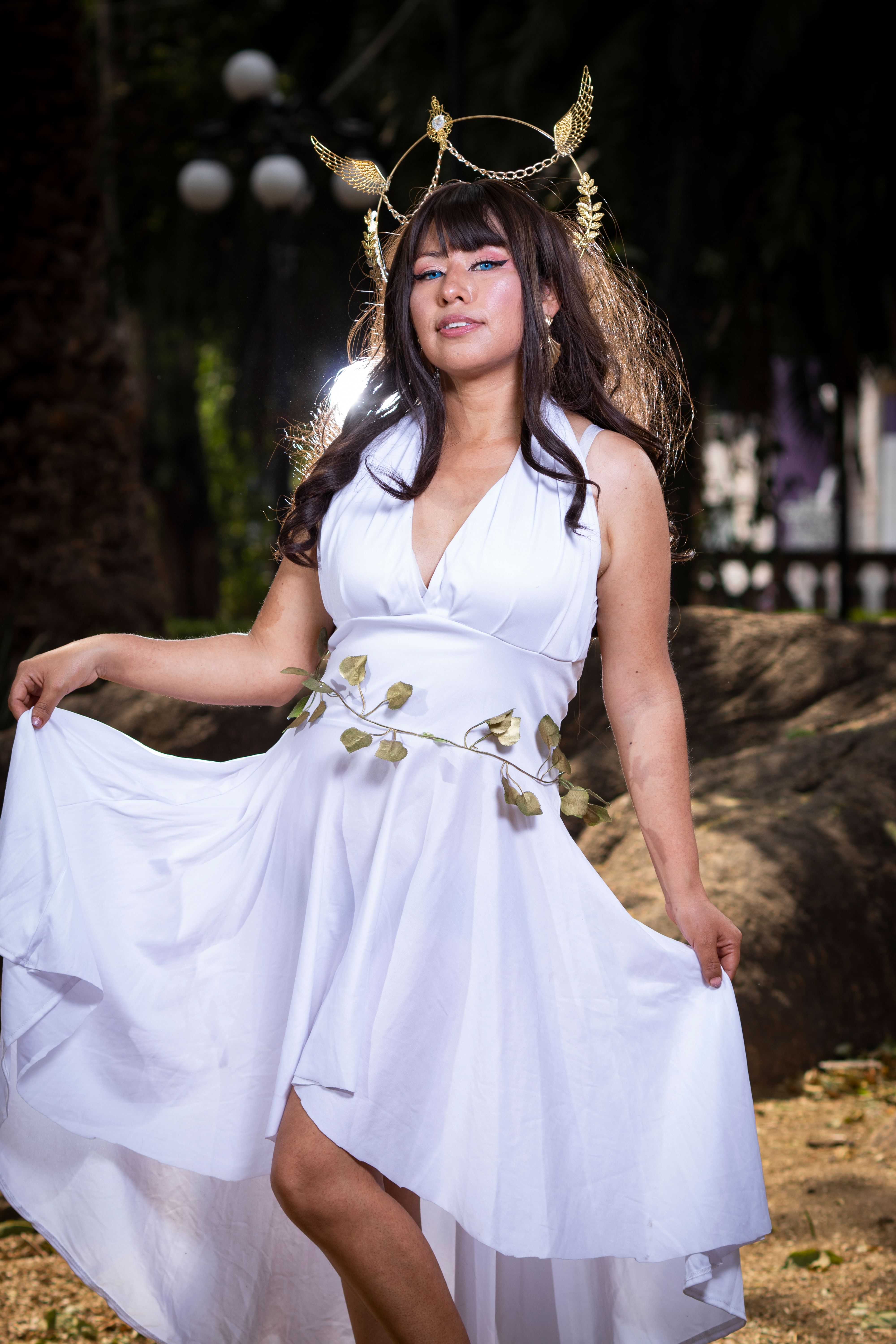 Goddess Themed Portrait in Elegant White Dress · Free Stock Photo