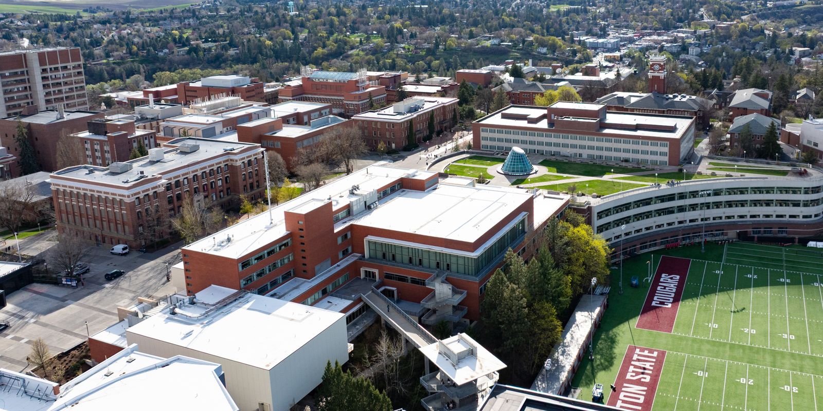 A university campus seen from above