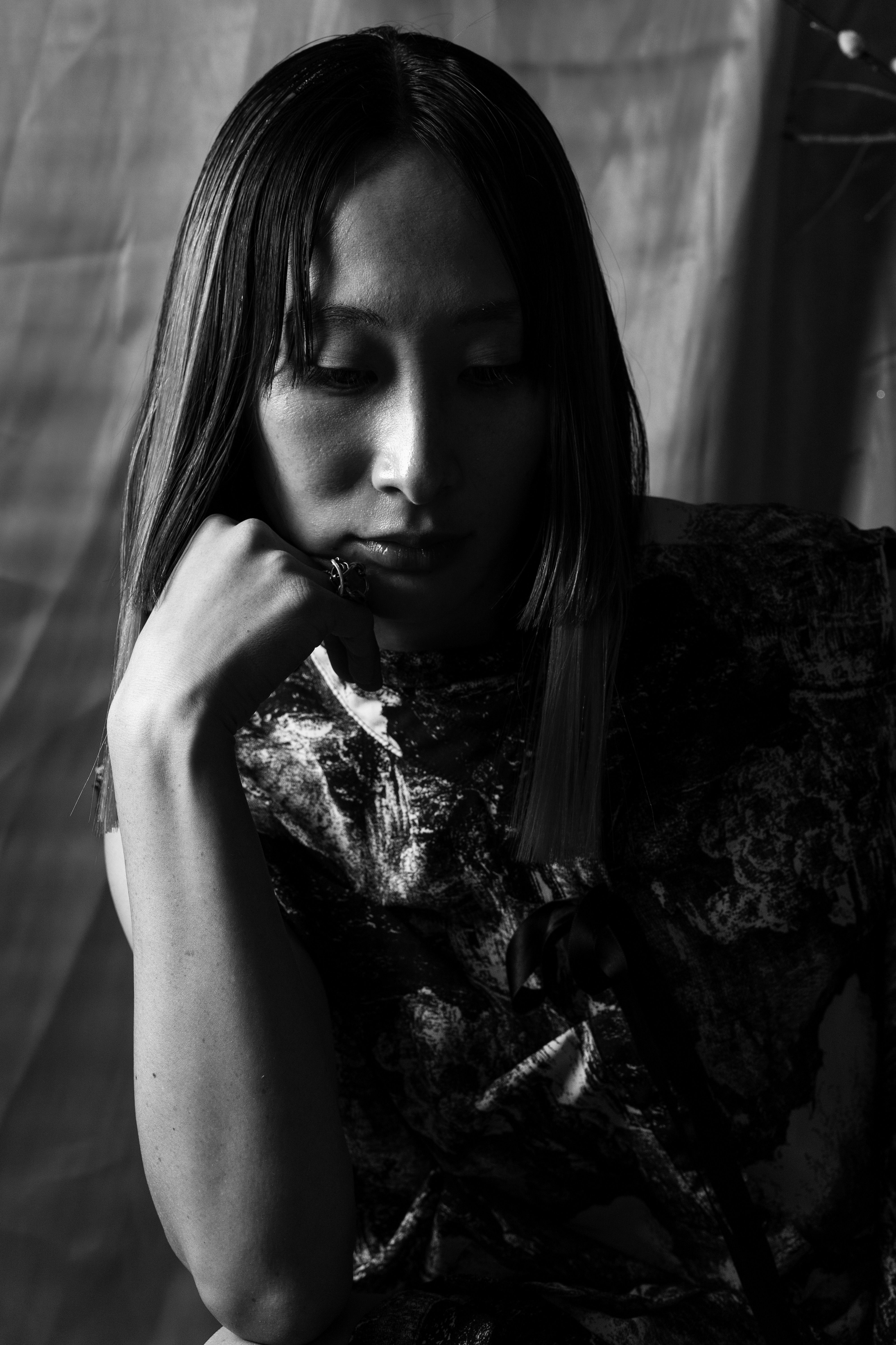 Moody Black and White Portrait of a Woman · Free Stock Photo