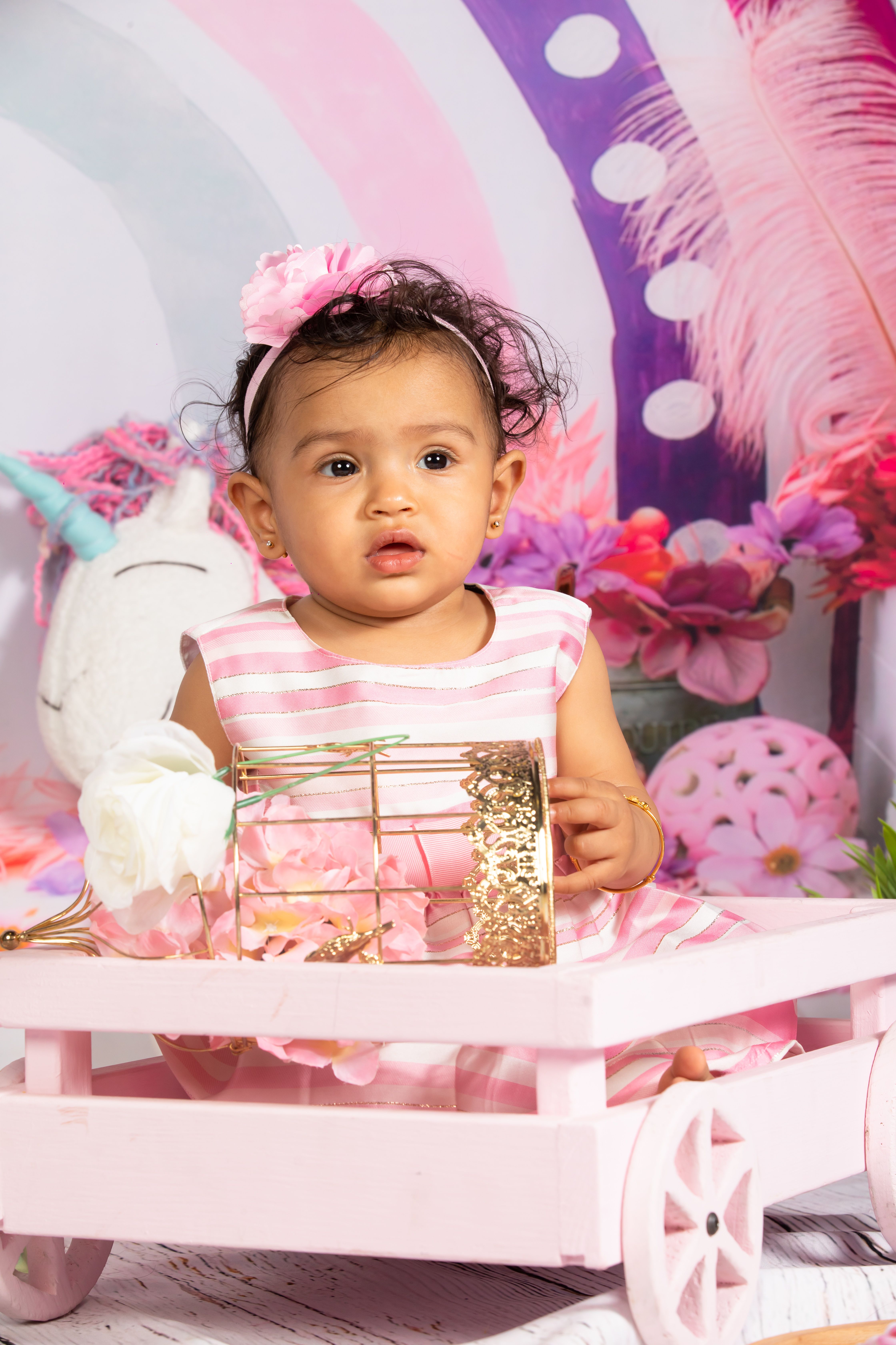 Adorable Baby in Pink Decorated Setting · Free Stock Photo