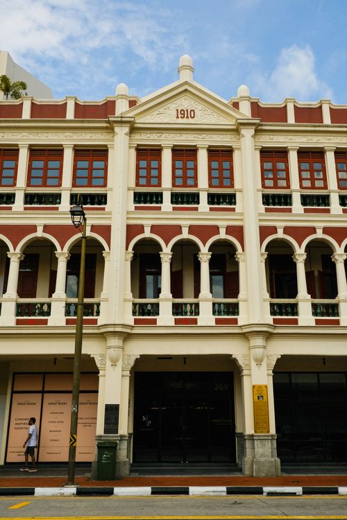 Free Classic colonial architecture with red and white facade built in 1910. Stock Photo