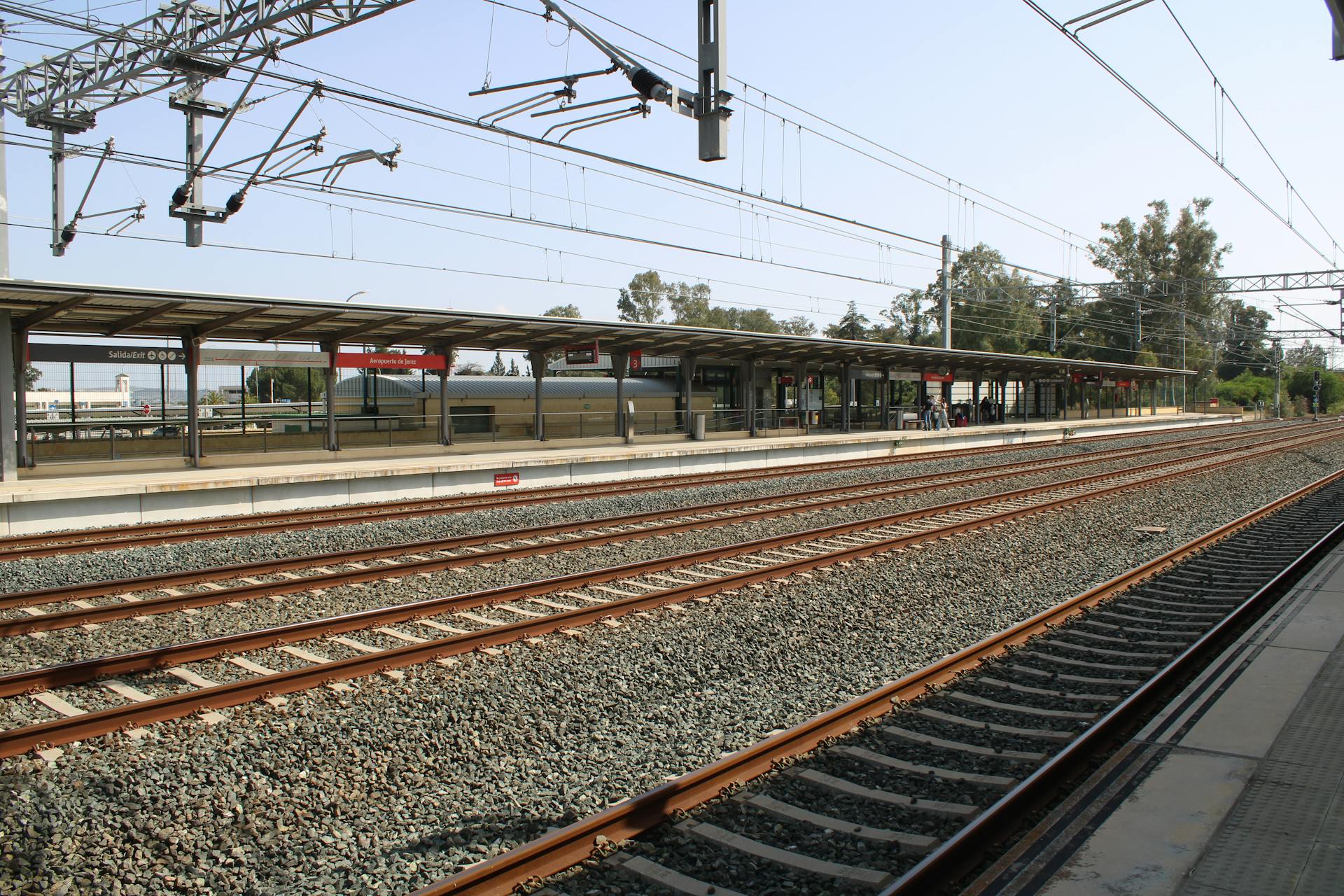 Peaceful railway station in Jerez de la Frontera, perfect for travel and transportation themes.