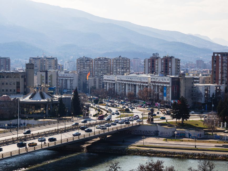 Skopje in January - Traditional market square with local vendors