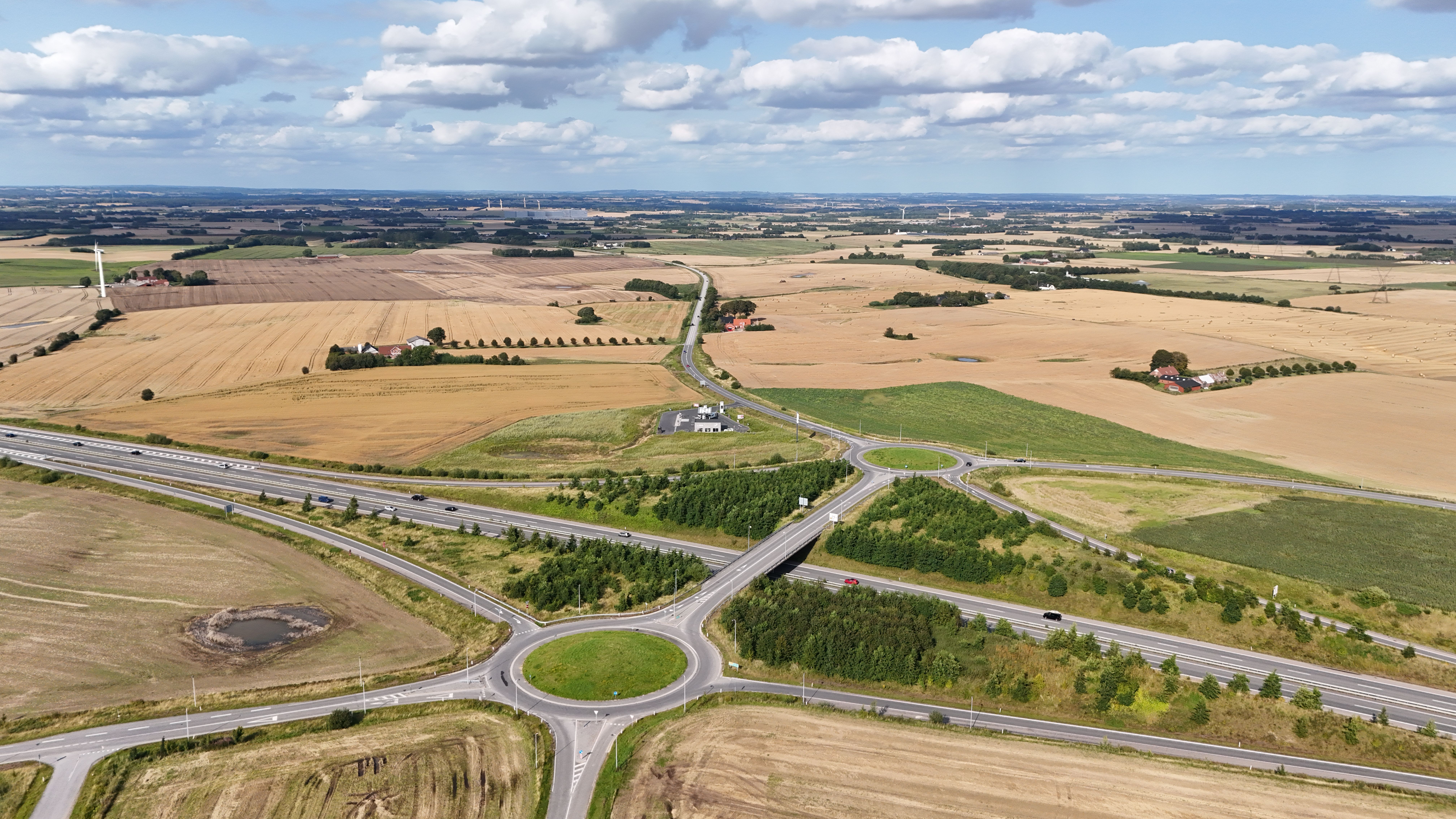 Aerial View of Danish Countryside Roundabout · Free Stock Photo