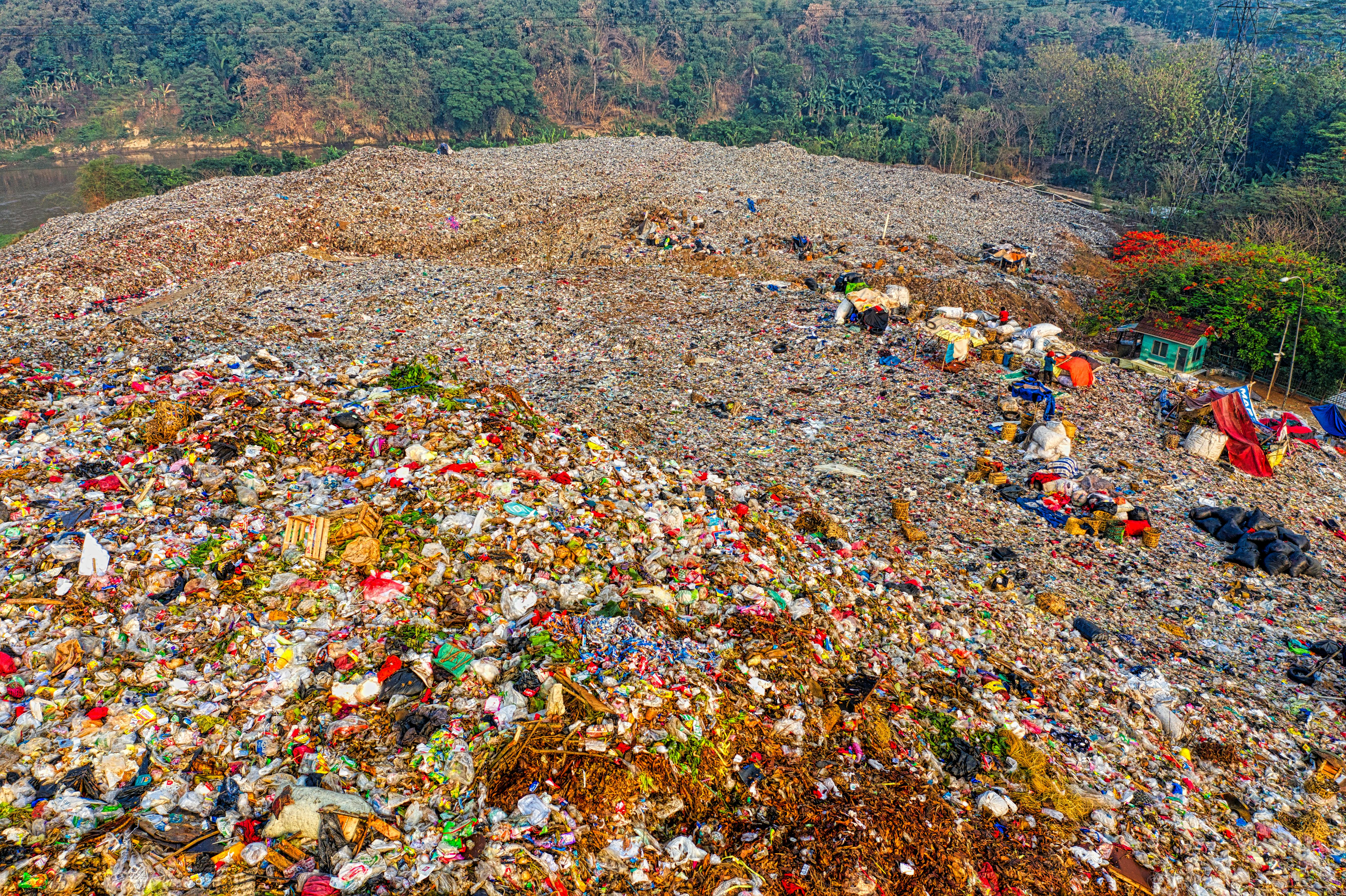 aerial footage of landfill