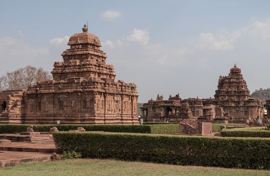 Historic sandstone temples of Pattadakal, Karnataka, India, a UNESCO World Heritage Site.