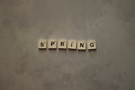 Scrabble Tiles Spell 'Spring' on Textured Background