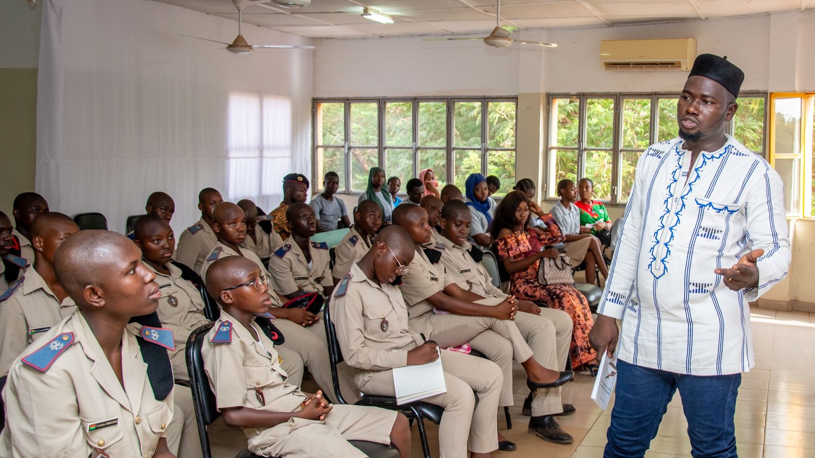 Classroom training session with uniformed students in Africa, a common placement setting for volunteer teaching programs
