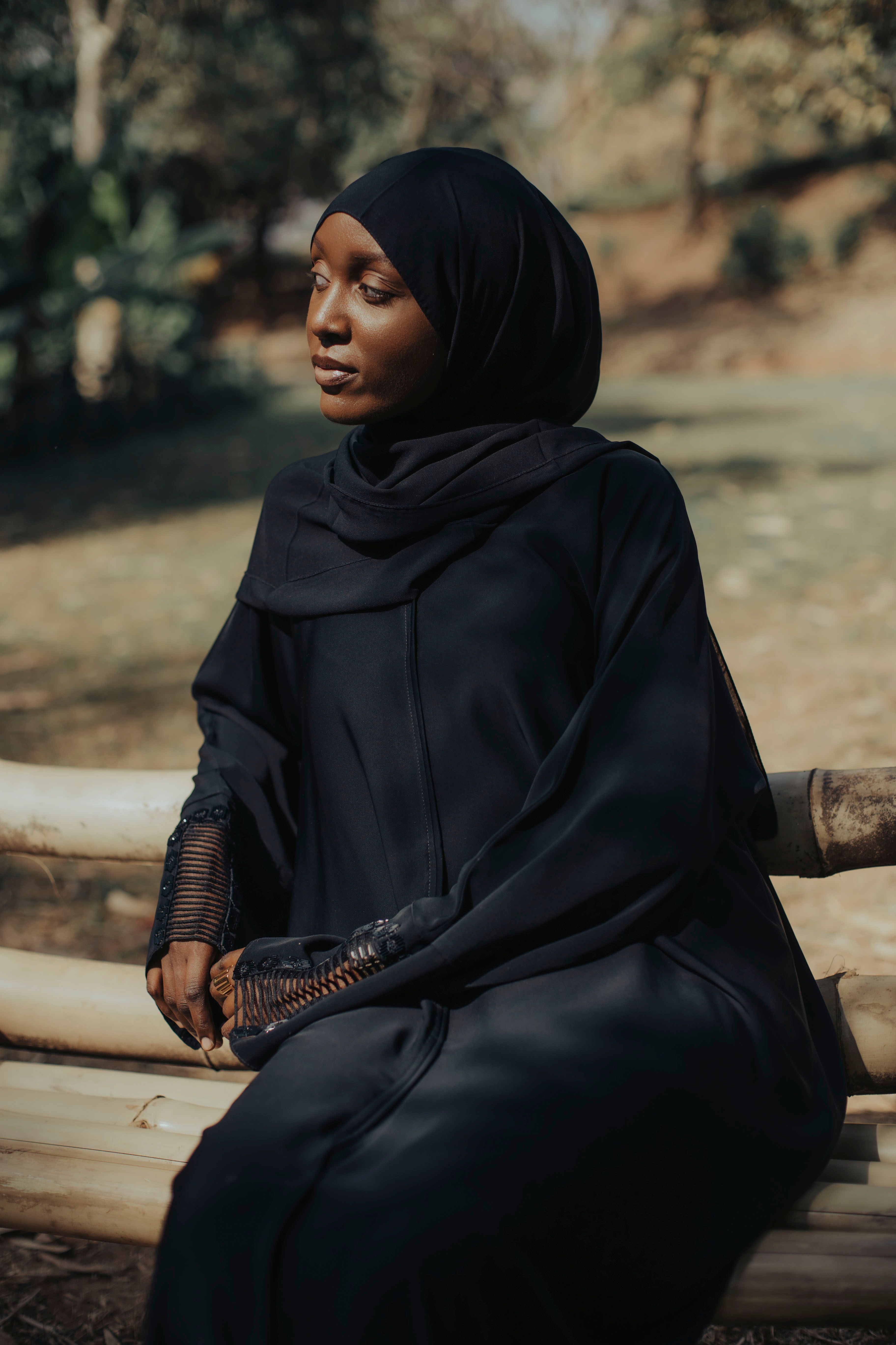 Portrait of a Woman in Black Hijab Outdoors · Free Stock Photo