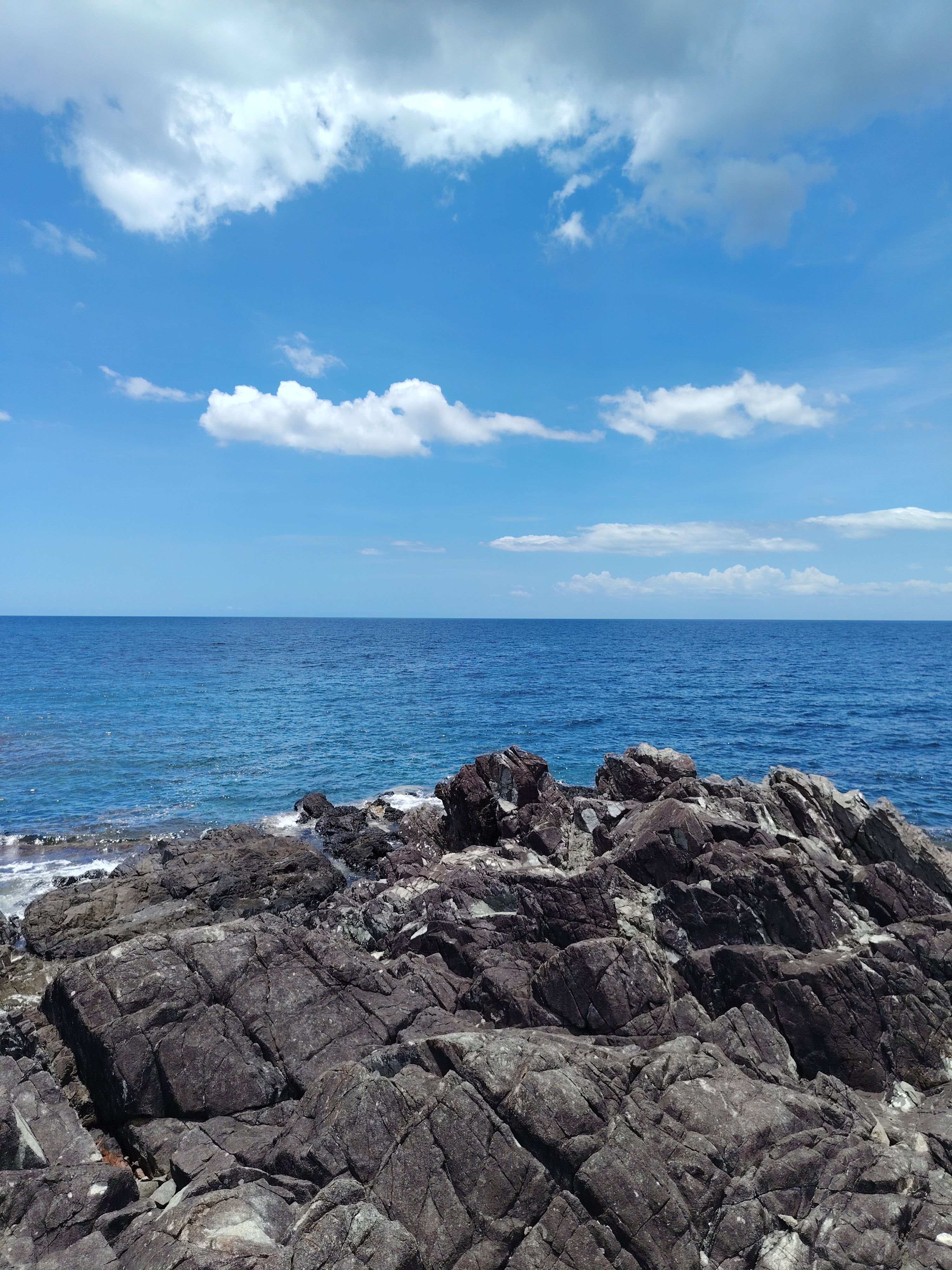 Rocky Beach with Ocean Horizon and Blue Sky · Free Stock Photo