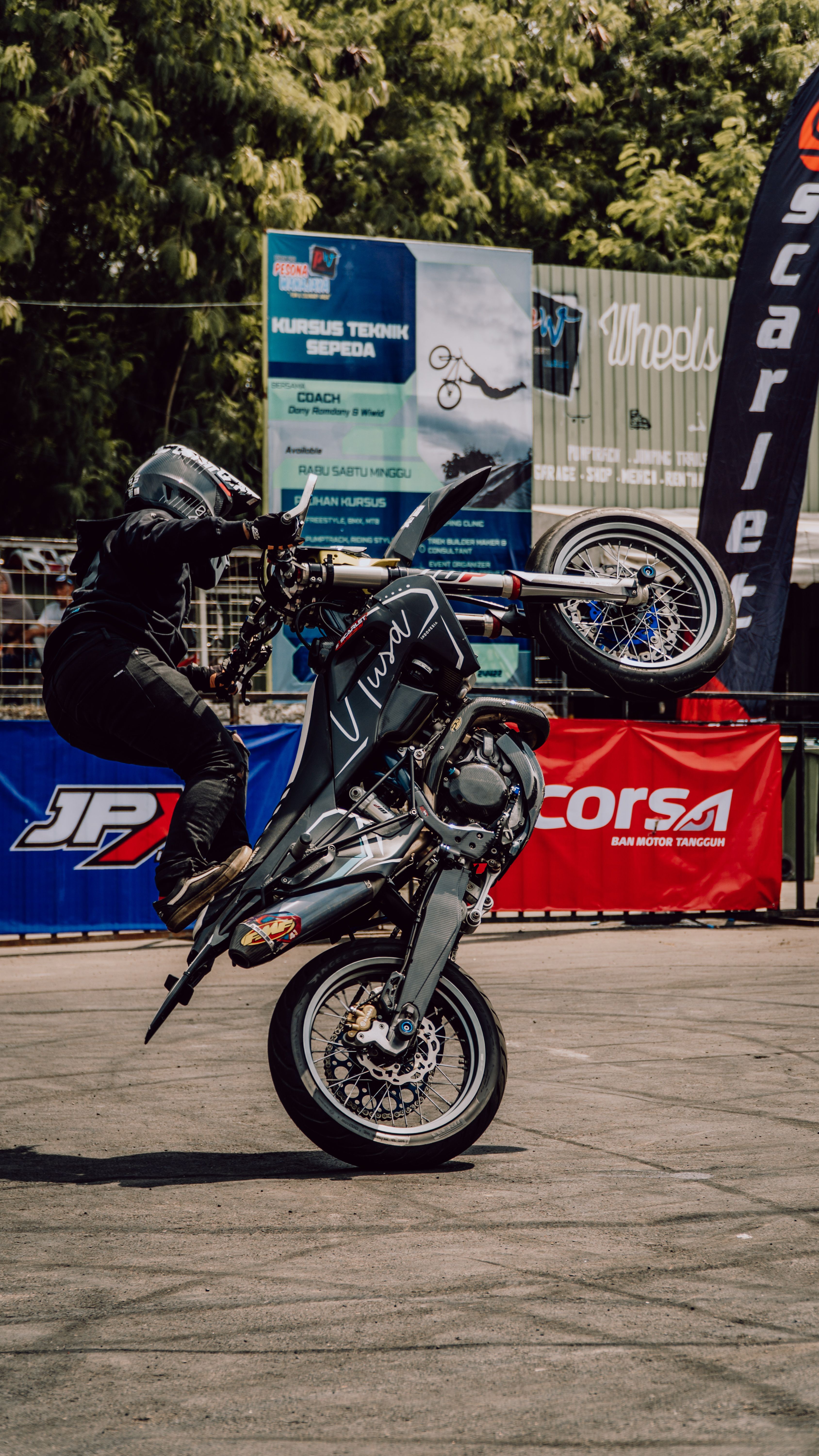 Daring Motorcycle Stunt Performance in Jakarta