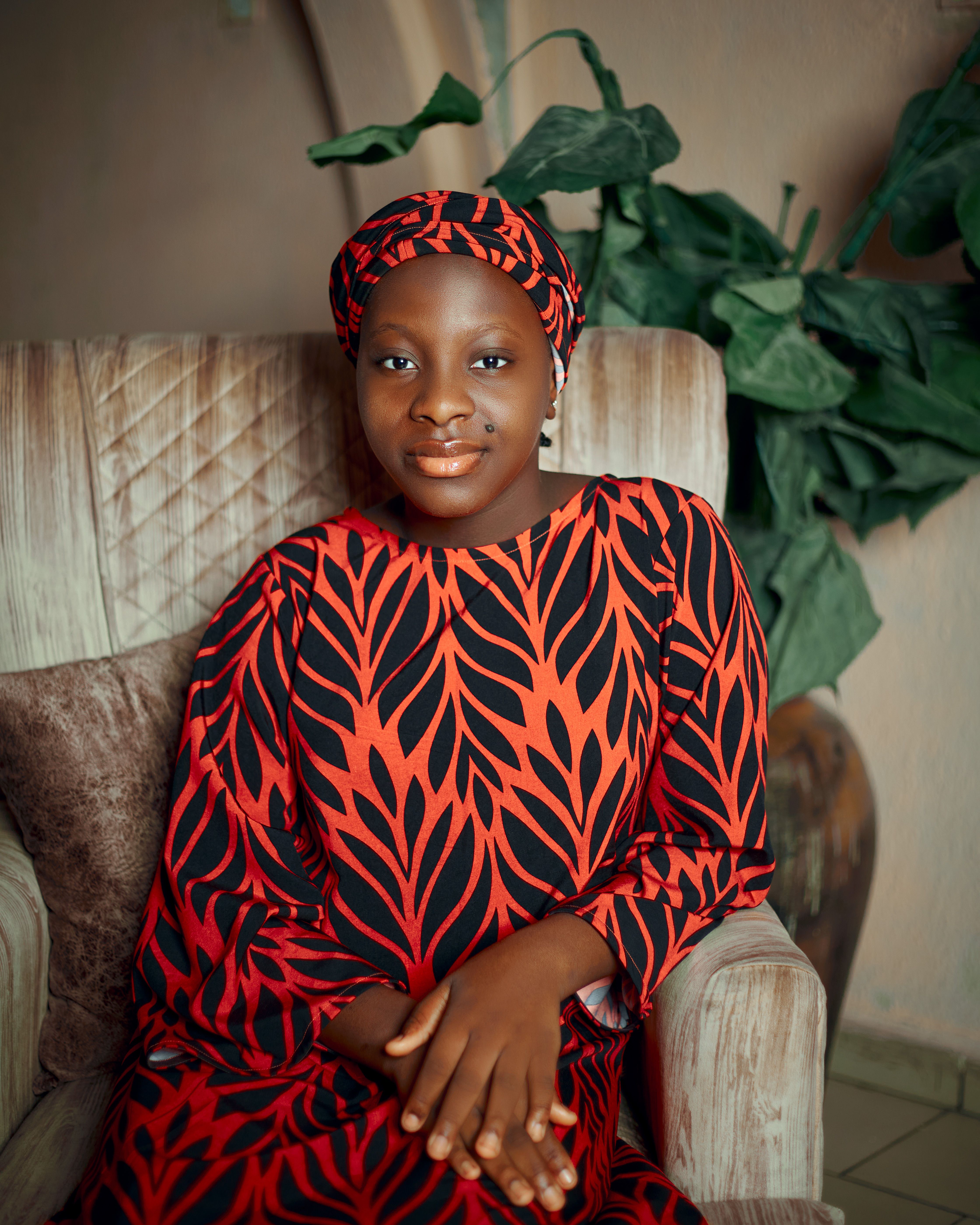 Elegant Portrait of Woman in Vibrant Dress