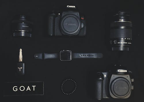 Ücretsiz İki Siyah Canon Dslr Kamera Stok Fotoğraflar