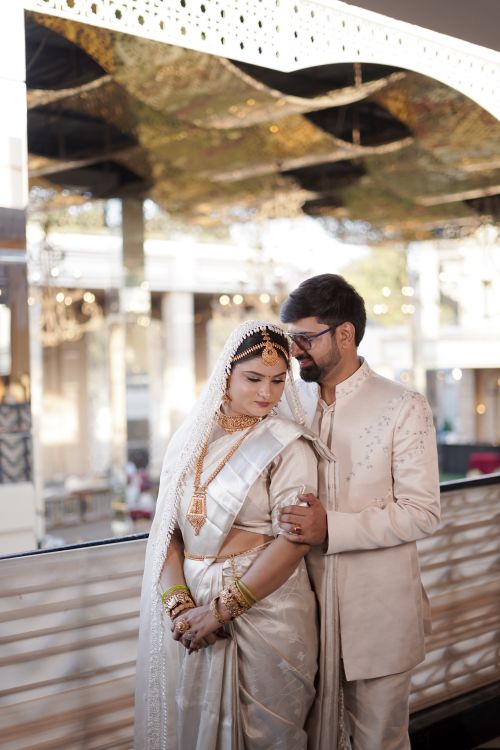 Traditional Indian Wedding Couple in Elegant Attire Free Stock Photo Traditional Indian Wedding Couple in Elegant Attire Free Stock Photo