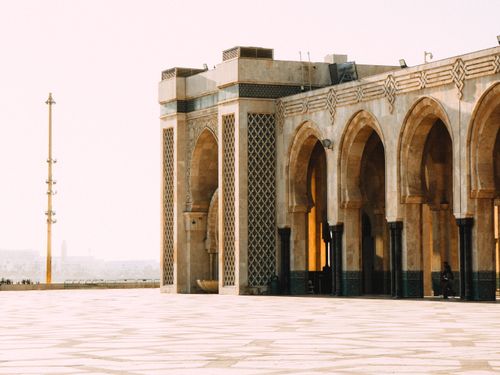 Free Beautiful arches and architecture of Hassan II Mosque in Casablanca, Morocco. Stock Photo