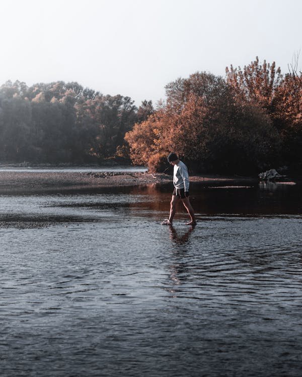 Person Walking in Water