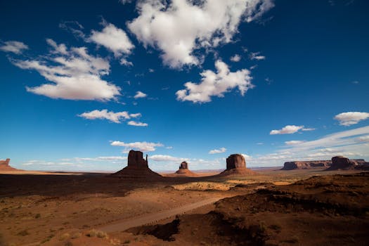 Beautiful landscape of Monument Valley with towering buttes under a vibrant sky in Arizona.