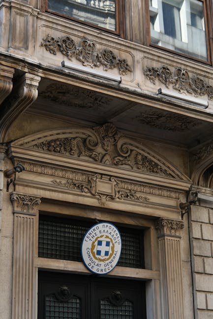Ornate facade of the Greek Consulate in İstanbul showcasing neoclassical architecture.