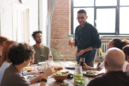 Free Man Holding a Drink Stock Photo