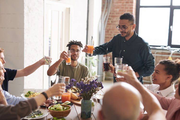 Group Of Friends Making Toast