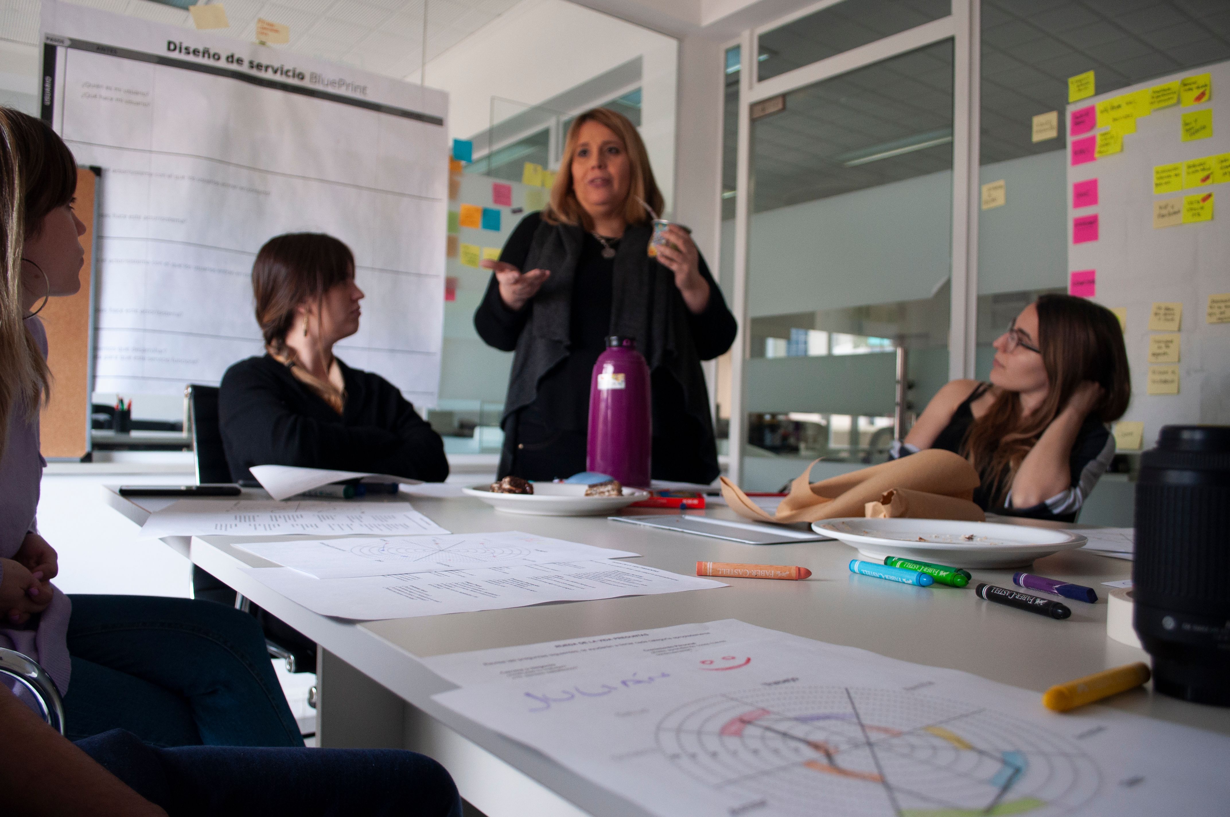 Startup team discussing growth strategies in a meeting