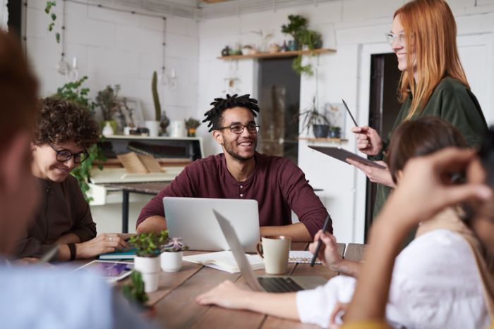 Diverse team meeting