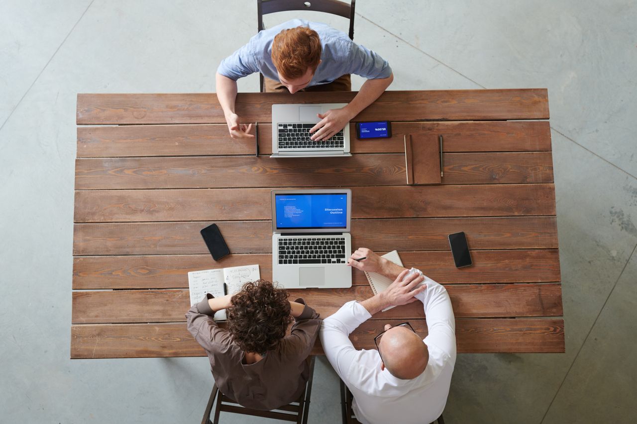 Digital marketing team working in a professional office
