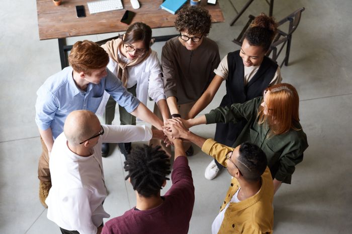 Professional team working together