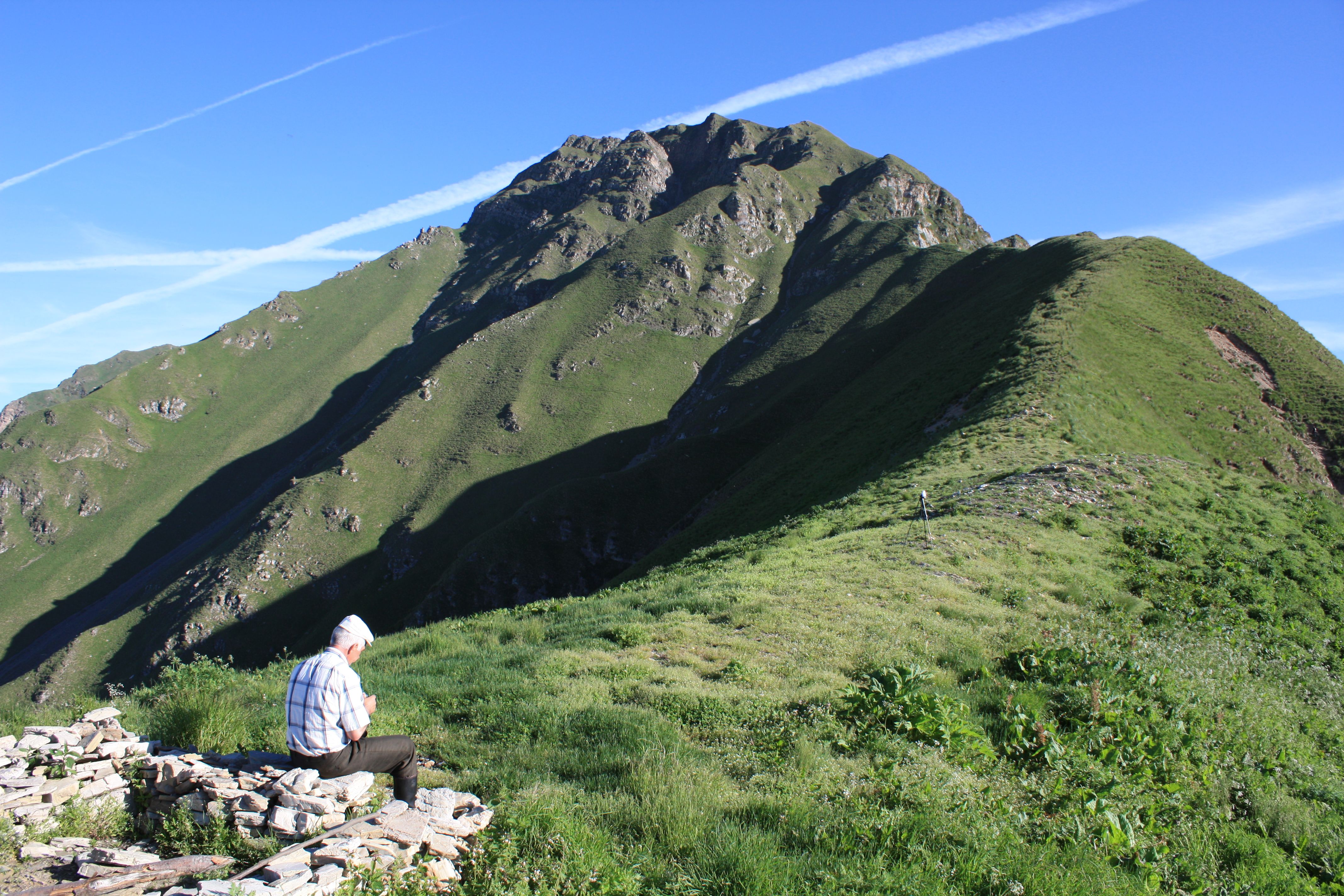 senior hiker mountain trail