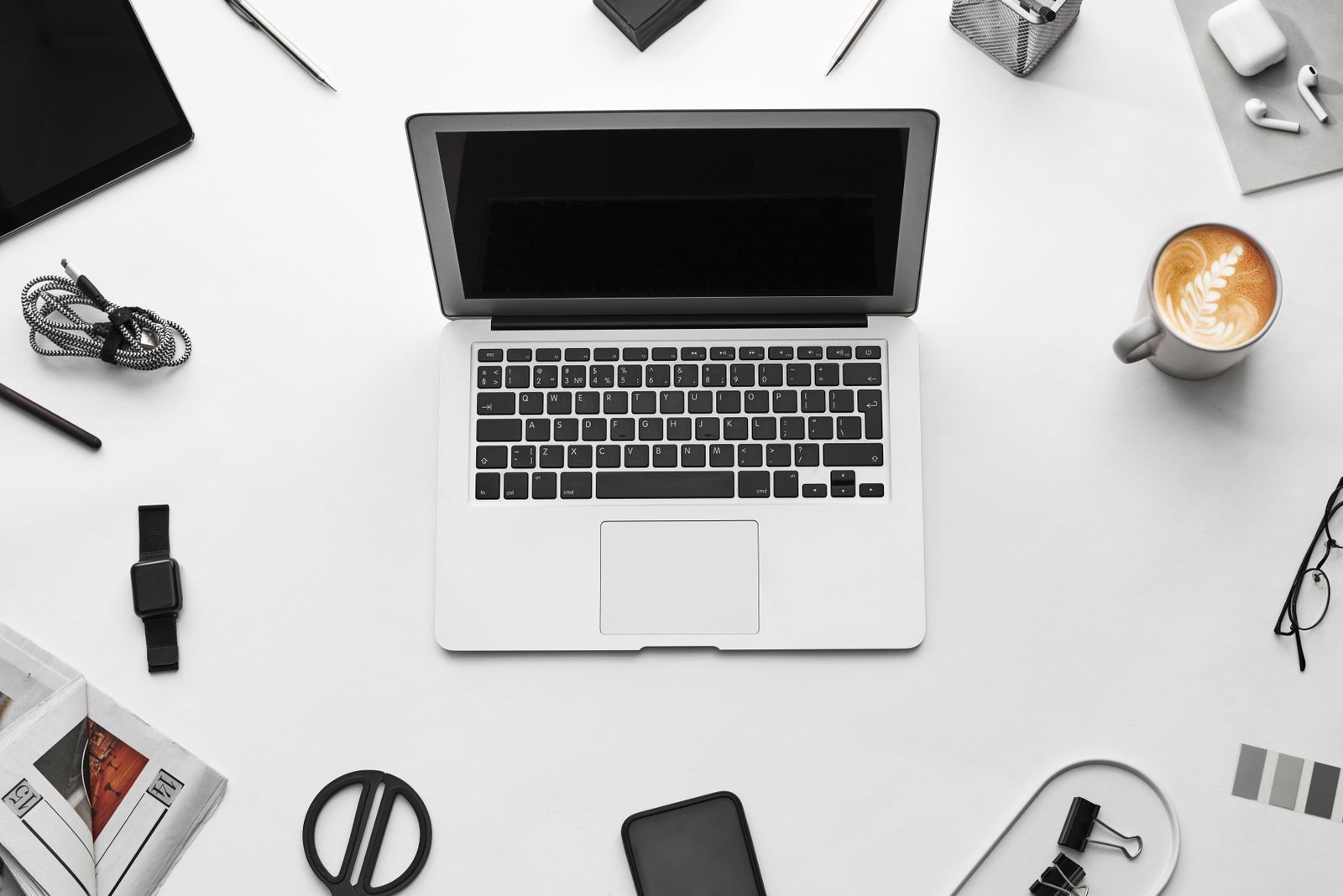 Laptop on a white background