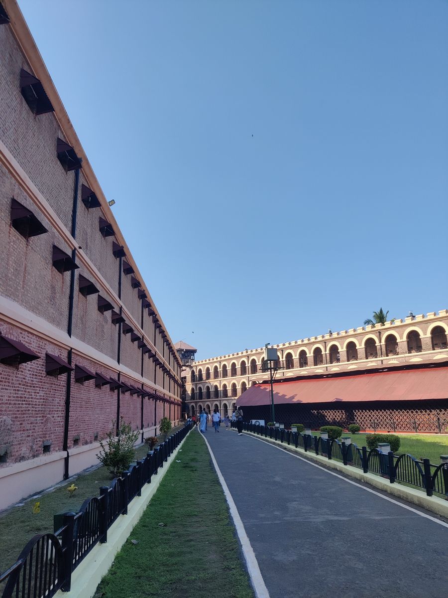 Colonial-era Cellular Jail in Port Blair under a clear blue sky