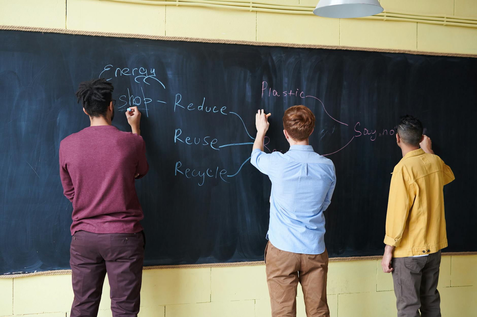 Men writing on Blackboard with Chalks