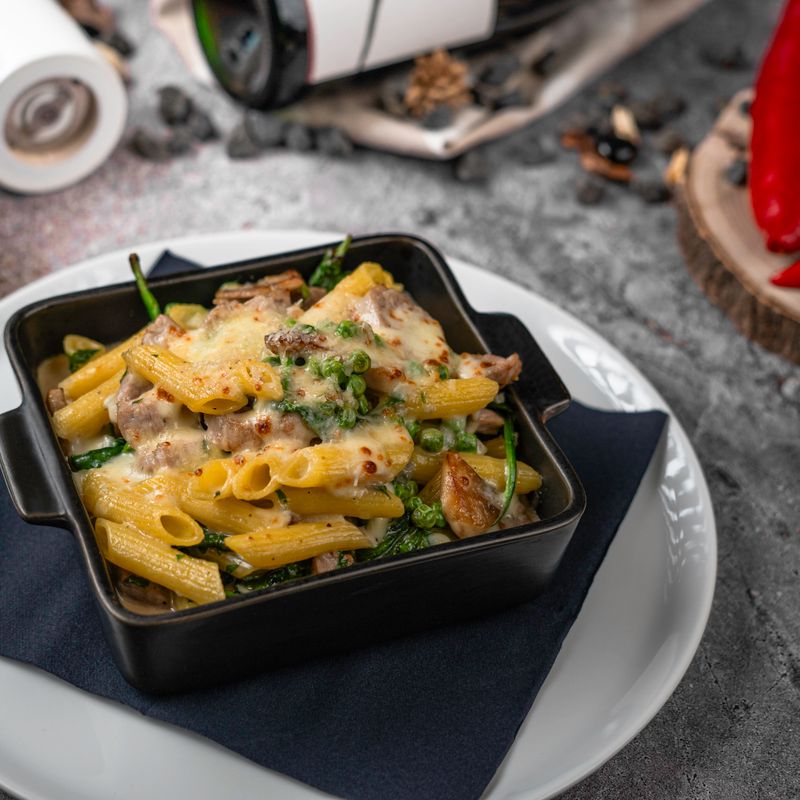 Baked Penne with Wild Mushrooms and Truffle Oil