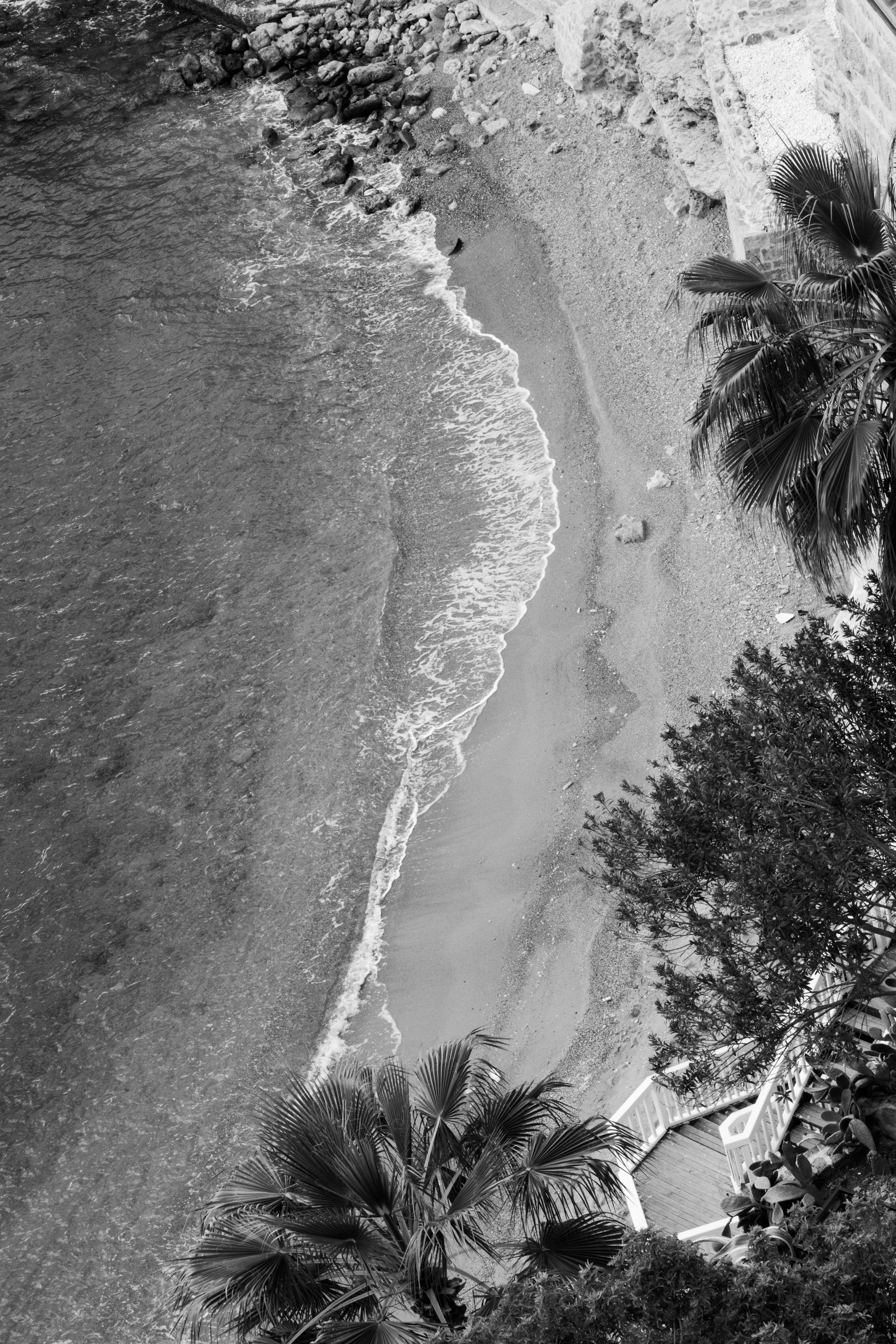 Aerial Black and White Coastal Beach View · Free Stock Photo