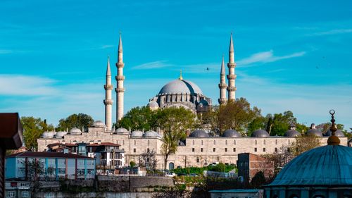 Free A stunning view of the iconic Süleymaniye Mosque in İstanbul, showcasing its architectural beauty under a clear blue sky. Stock Photo