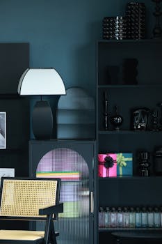 Sleek modern room featuring elegant furniture and decorative items in a minimalist setting.