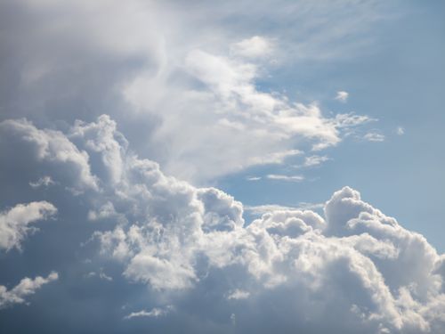 Free A vibrant cloudscape over Silifke, Mersin, showcasing fluffy cumulus clouds against a bright sky. Stock Photo