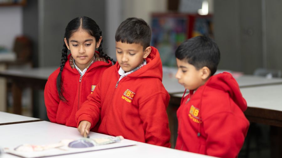 Students learning in a bright modern classroom at Gurukul Heritage Academy Jaipur