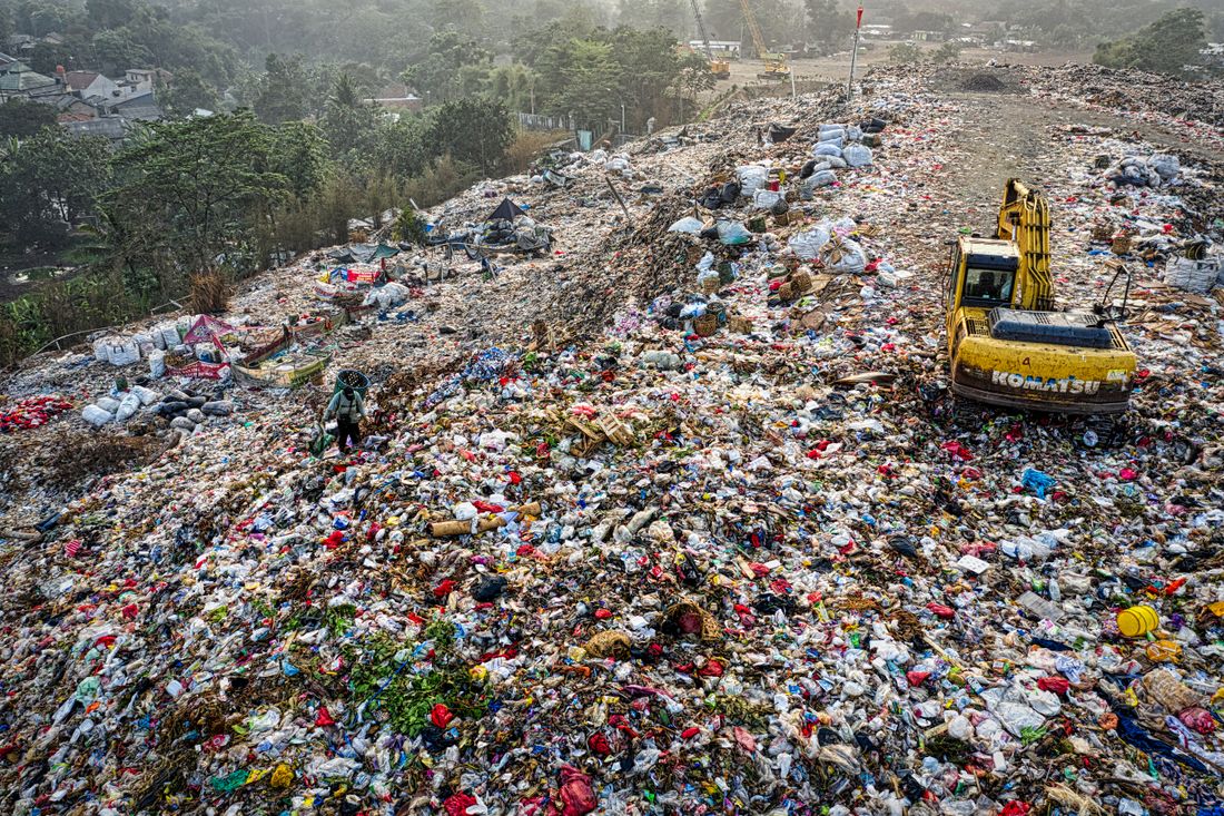 A landfill working face seen from above