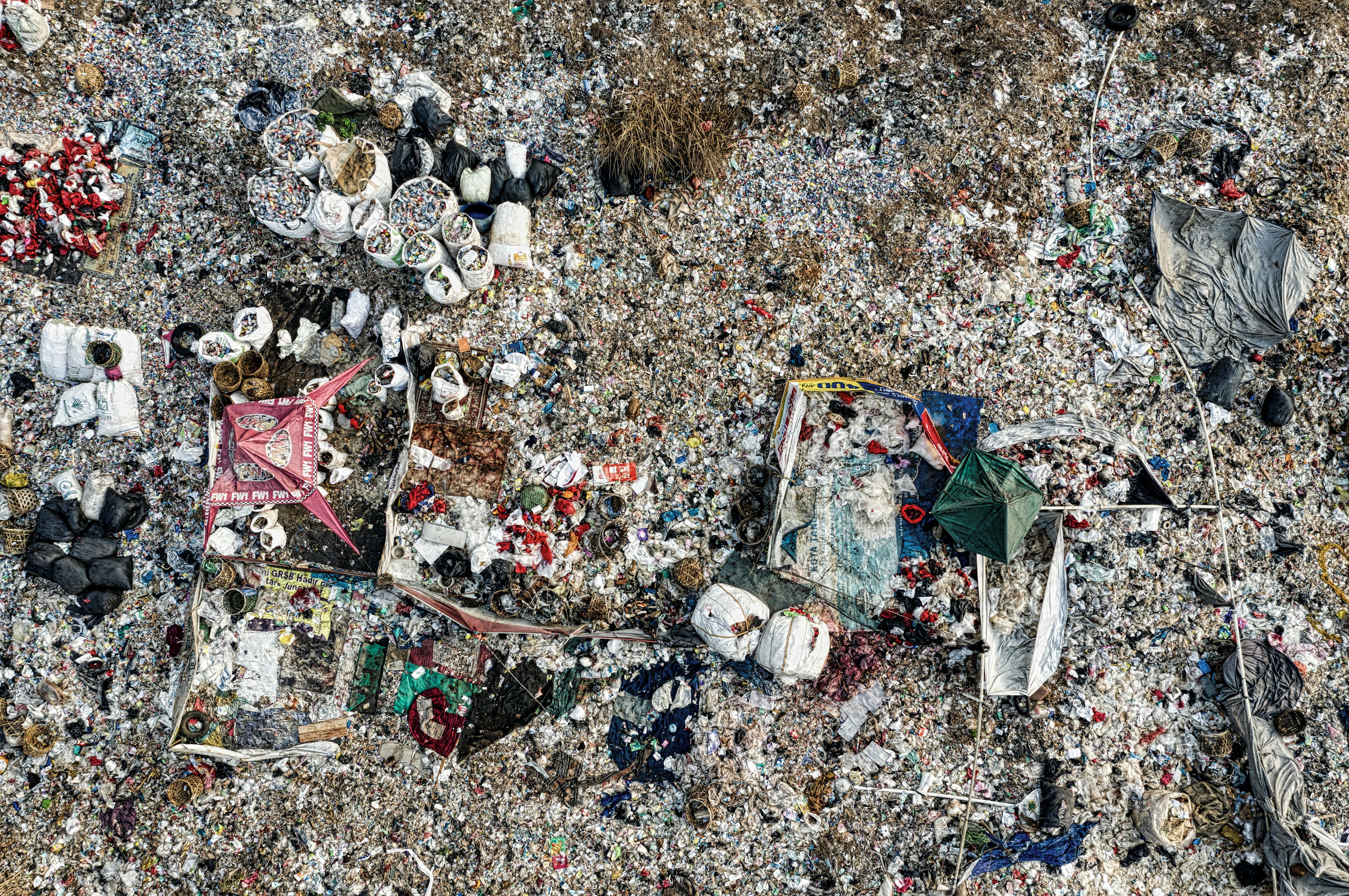 aerial footage of a landfill