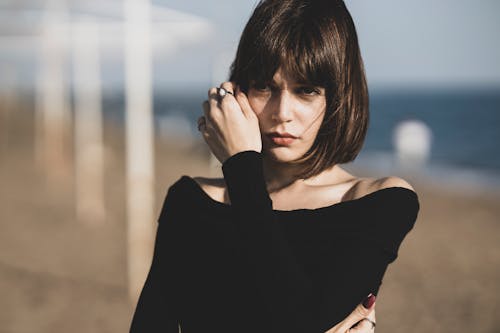 Woman Wearing Black Top