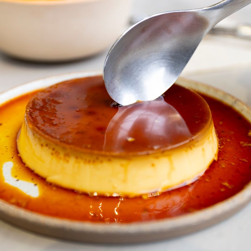 Instant Pot Pomegranate Molasses Flan with Caramelized Walnuts