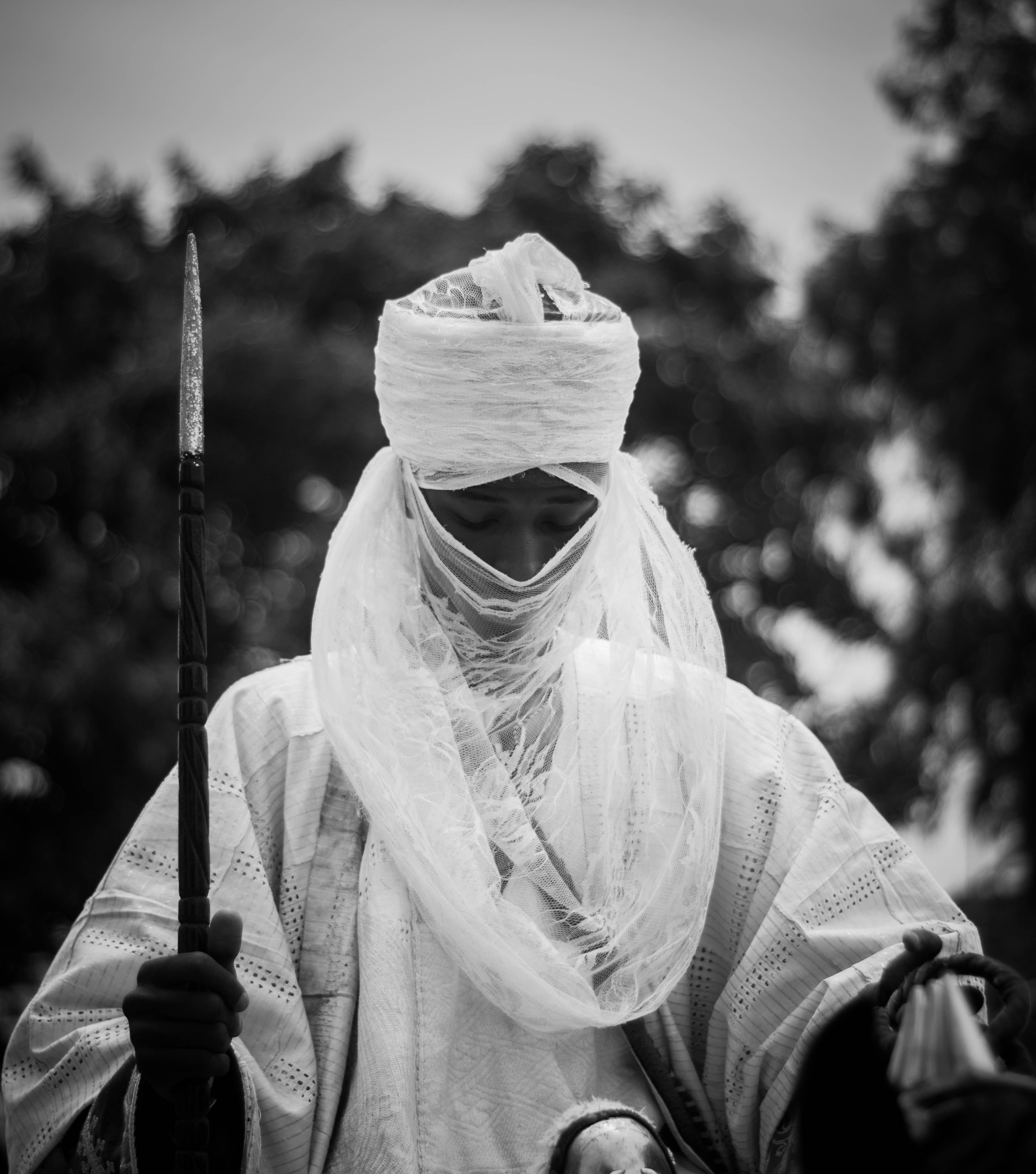 Black and White Portrait of Traditional Attire · Free Stock Photo