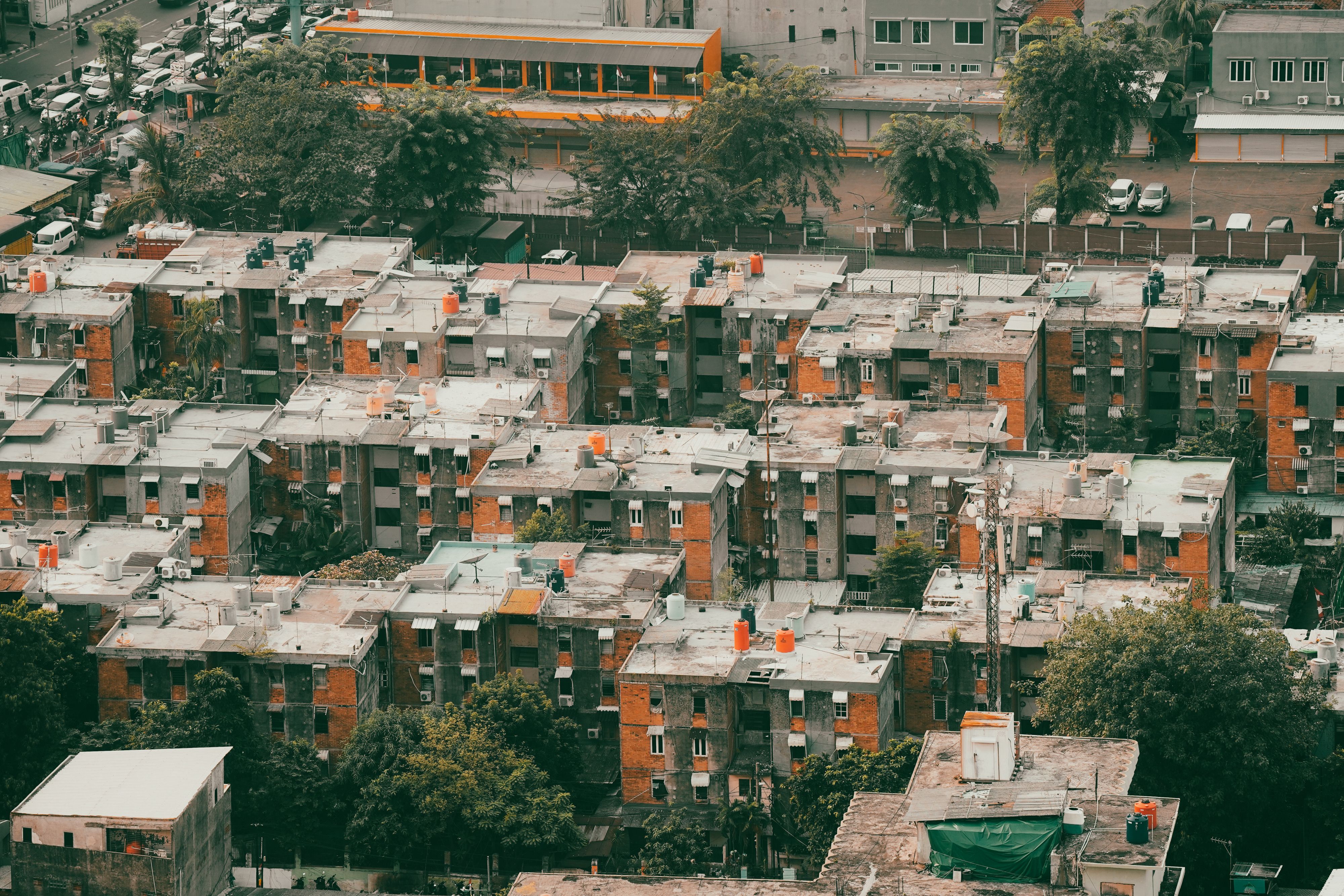 aerial view of apartment complex in jakarta