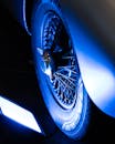 Close-up of Retro Car Wheel with Dramatic Lighting
