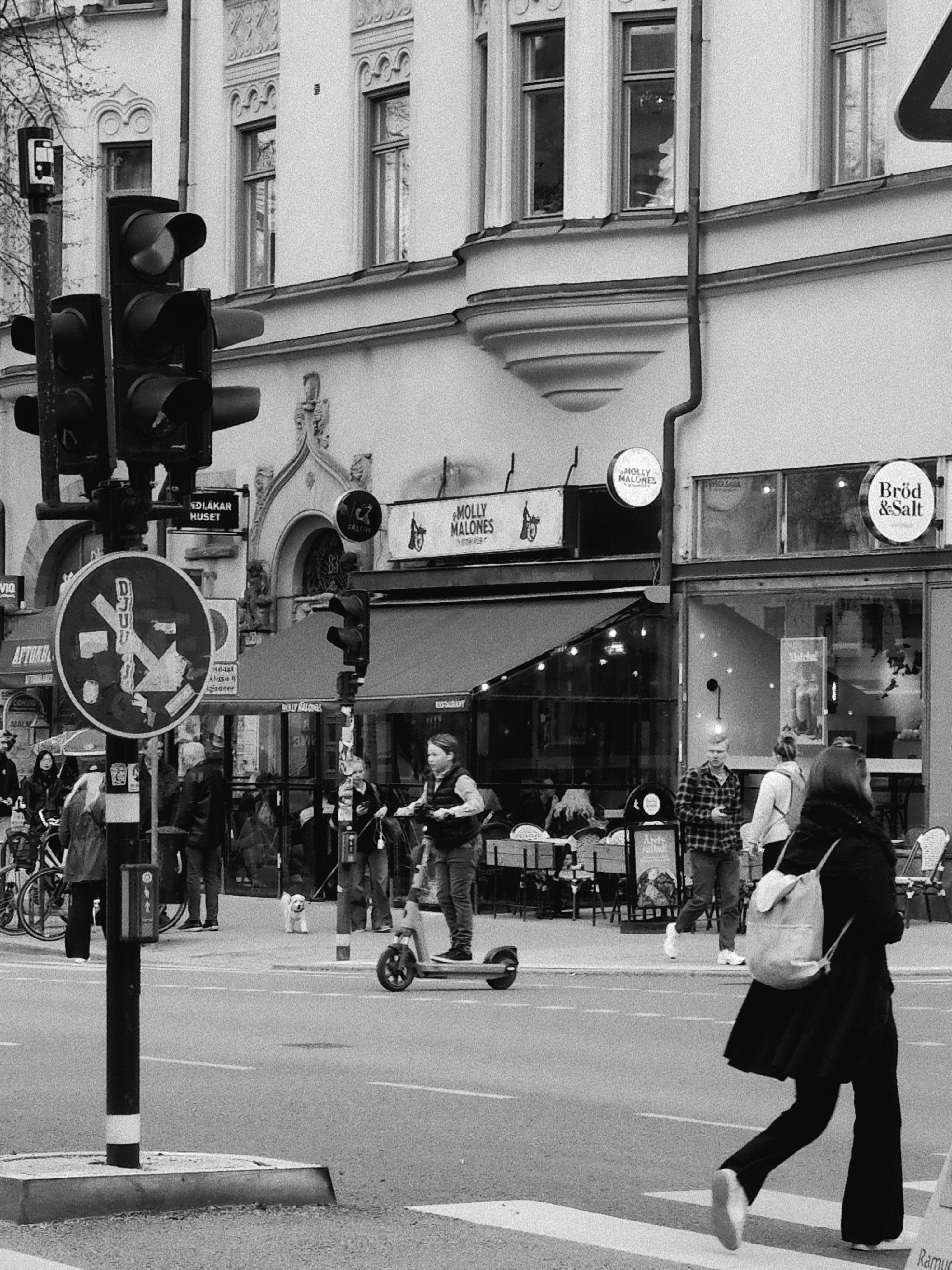 Miễn phí Cảnh đen trắng trên một con phố đông đúc ở Stockholm, Thụy Điển. Ảnh lưu trữ