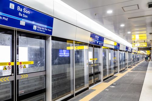 Free Spacious and modern Ba Son Metro Station in Ho Chi Minh City, Vietnam. Stock Photo