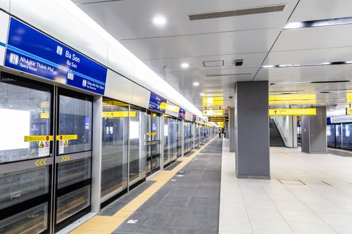 Free Clean and modern metro station in Ho Chi Minh City, featuring empty platforms and bright lighting. Stock Photo