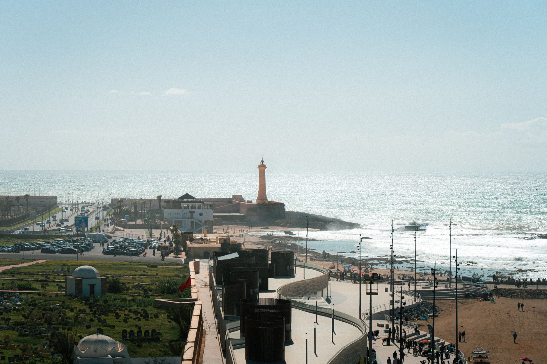 casablanca morocco corniche beach atlantic ocean seafront modern buildings